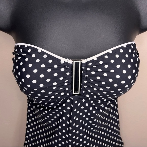 Small White House Black Market Swim Top  Strapless Retro Pinup Polka Dot - Picture 7 of 10